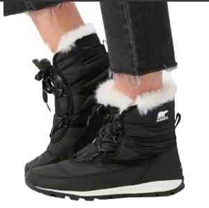 SOREL-Whitney Unisex Kids Black Lace Waterproof Short Boot Size 5 (Y) Womens (6)